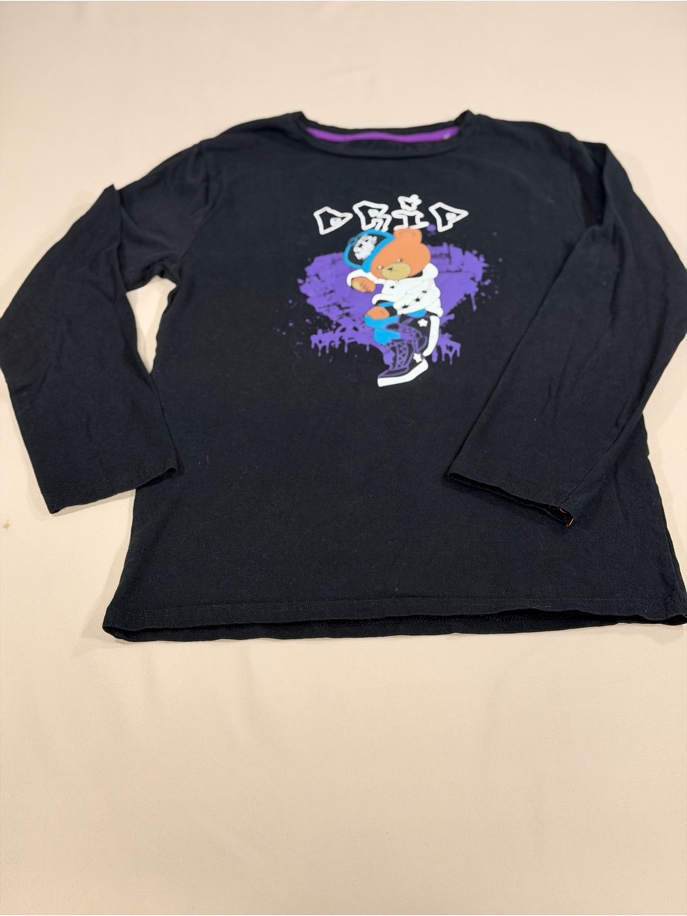 Public Record Boys Drip Bear Graffiti Long Sleeve Tee, L (14/16)